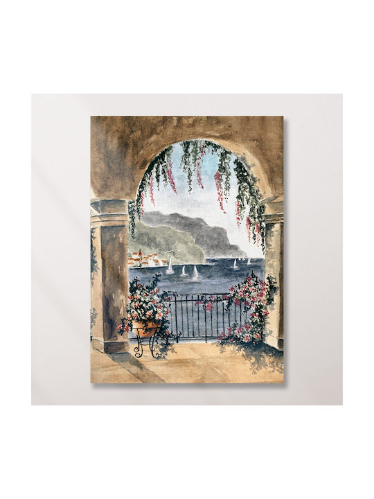Πίνακας Καμβά Μπαλκόνι Θέα Στη Θάλασσα Knv2463 30cm X 40cm