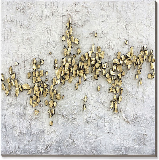 Inthebox Gold Trail Dekoratives Gemälde 100x100x4 Öl Acryl Weiß Grau Gold Leinwand 030464 Inthebox Gold Trail Dekoratives Gemälde 100x100x4 Öl Acryl Weiß Grau Gold Leinwand 030464