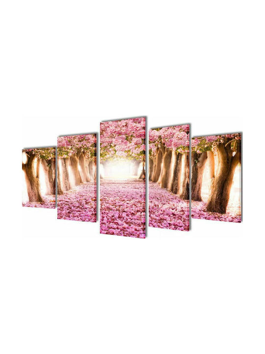vidaXL Fivefold Painting on Canvas 100x50cm