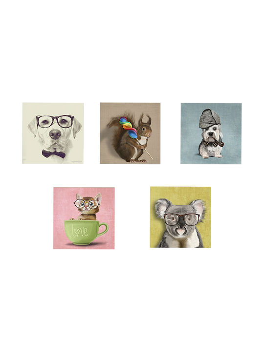 HomeMarkt Clever Pets Fivefold Painting Wooden 75x15cm