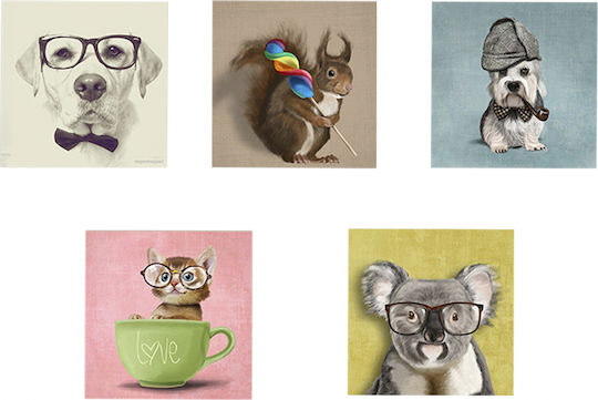 HomeMarkt Clever Pets Fivefold Painting Wooden 75x15cm