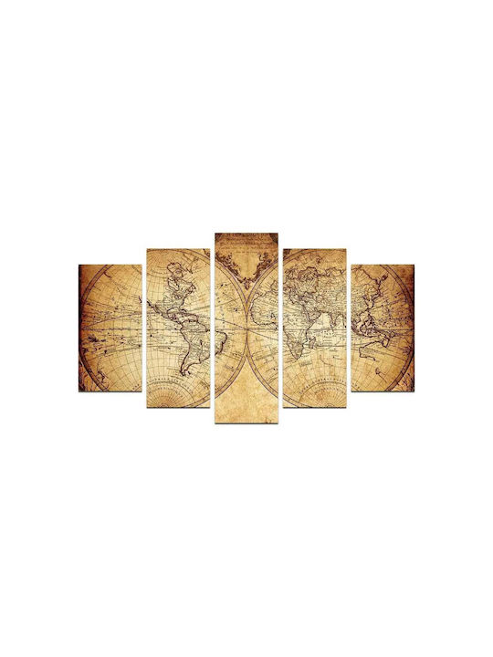 Homeplus Maps Fivefold Painting Wooden 110x60cm