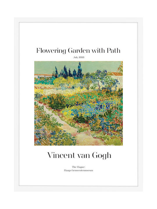 Walls Flowering Garden With Path Rahmen Kopie von Van Gogh Holz 20x30cm