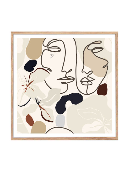 Walls Floral Faces Frame Wooden 100x100cm