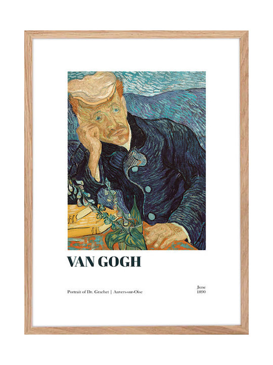 Walls "portrait Of Dr. Grachet", 1890 Rahmen Kopie von Van Gogh Papier 20x30cm
