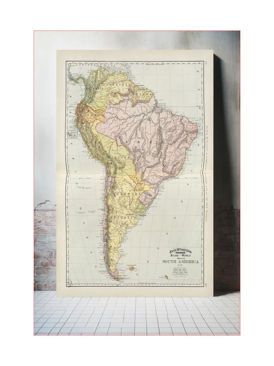 Rand, Mcnally & Co.'s Indexed Atlas Of The World Map Of South America Gemälde auf Leinwand 120x80cm