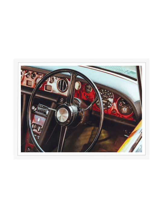 Walls Steering Wheel Rahmen Holz white frame 30x20cm