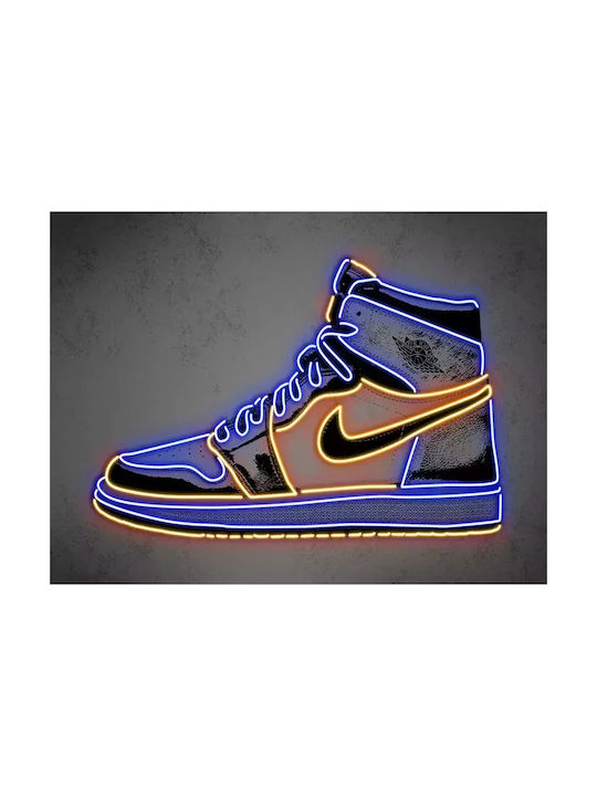 Poster Neon Sneakers Snk143 30cm X 40cm Natural Wooden Frame