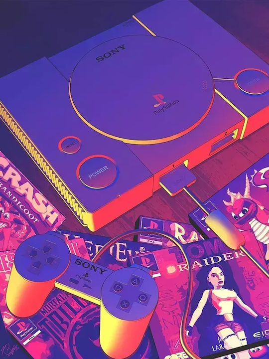 Gaming Poster Playstation X Gm016 21cm X 30cm Φυσικό Ξύλινο Κάδρο