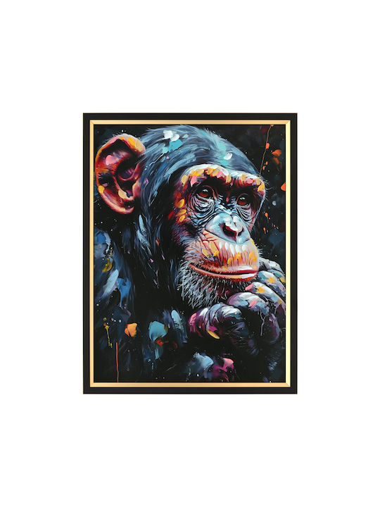 Wall Painting Fb94563 Black Frame-Canvas Print Monkey 64x4.5x84cm