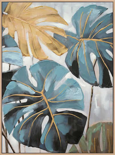 Wall Painting Fb94542 Frame Beige-Canvas Print Tropical Leaves 62x4 5x82cm
