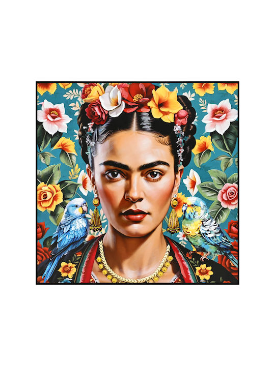 Wall Painting Fb94567 Black Frame-Canvas Print Female Figure & Parrots 82x4.5x82cm