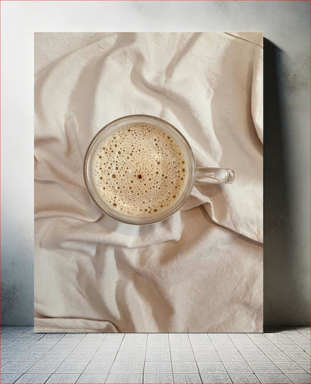 Πίνακας Coffee On White Fabric Καφές Λευκό Ύφασμα 80x120