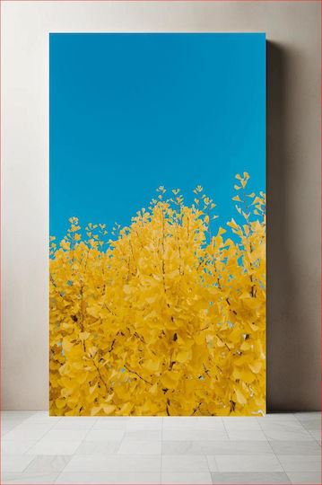 Golden Tree With Blue Sky Χρυσό Δέντρο Με Γαλάζιο Ουρανό σε Καμβά