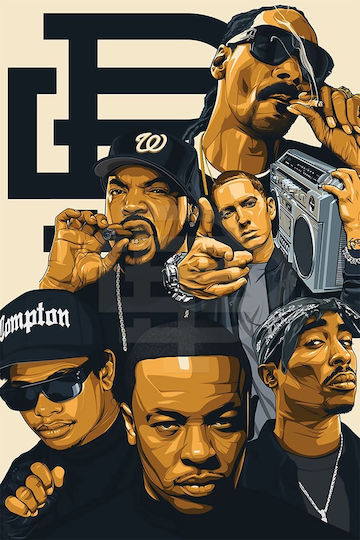 Музикален Плакат Rap Legends Ms093 21см X 30см Бяла Рамка Pvc