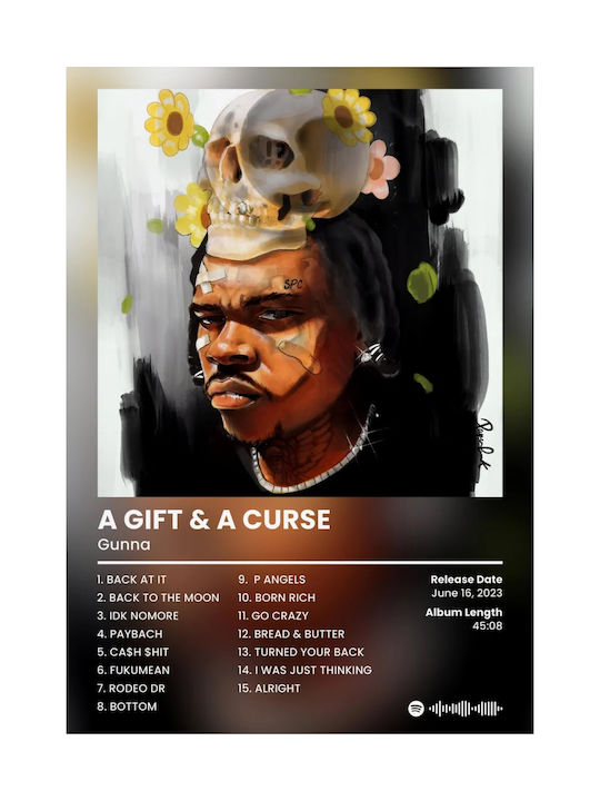 Music Poster Gunna A Gift & A Curse Ms132 21cm X 30cm White Frame Pvc
