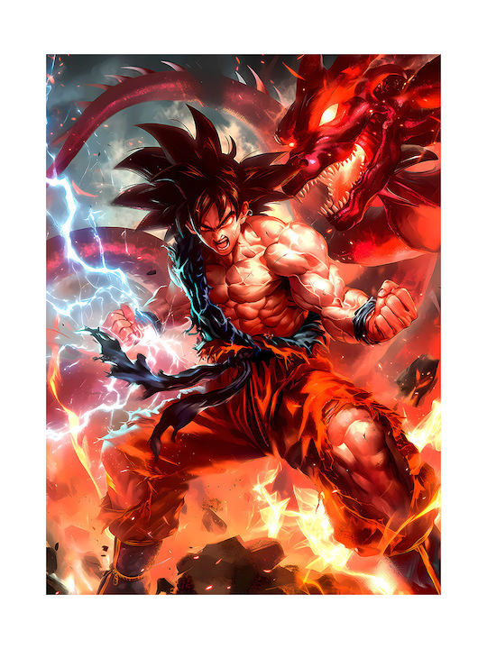 Canvas Painting Dragon Ball Goku In Heat Battle Knv2708 45cm x 65cm