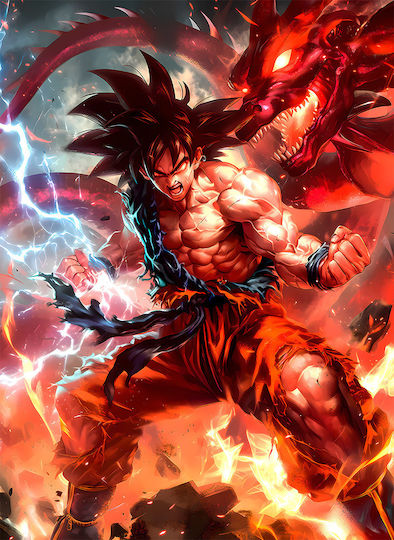 Πίνακας Καμβά Dragon Ball Goku In Heat Battle Knv2708 45cm X 65cm