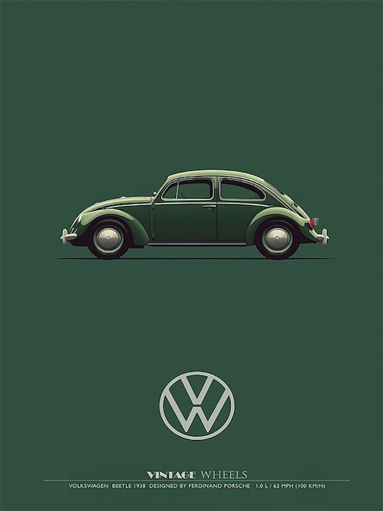 Poster Volkswagen Beetle 1938 Vintage Wheels Collection Cr056 30cm X 40cm