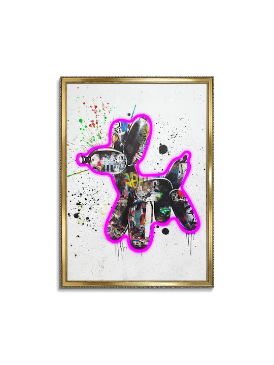 Πίνακας "street-art Dog Graffiti" Neon Led Φωτισμό 50x70 Εκ