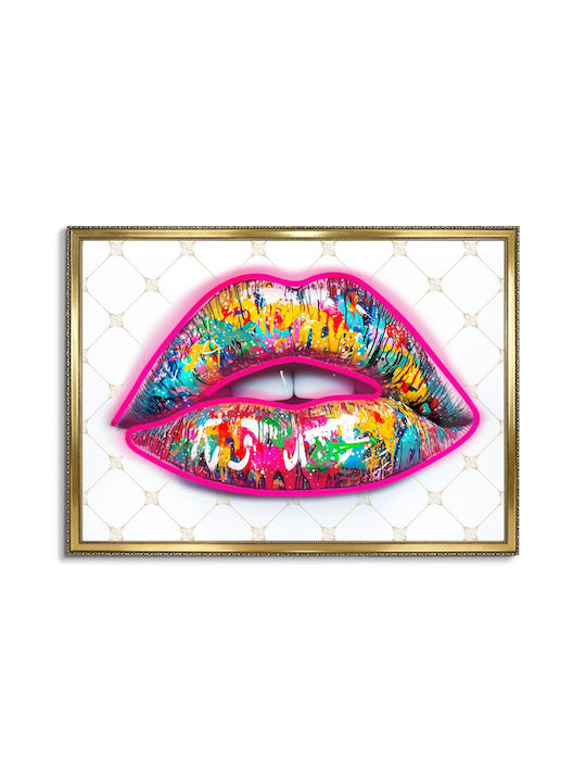 Painting "Neon Lips" Neon Led Lighting 70x50 Cm