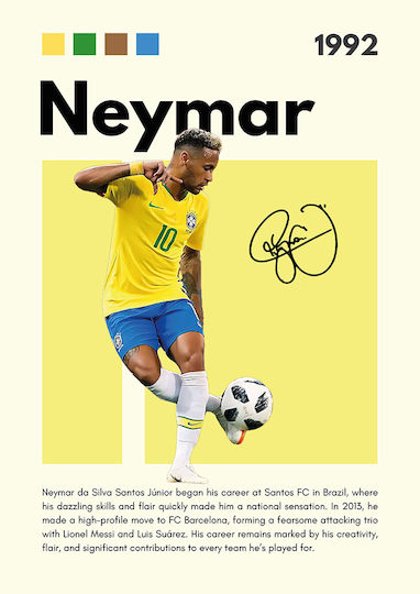 Poster Neymar Sc071 60cm X 90cm Black Wooden Frame