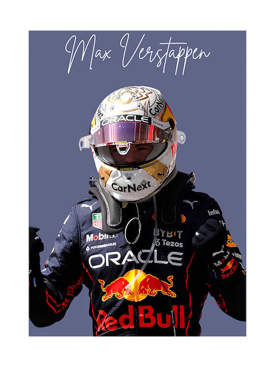 Poster Formula1 Max Verstappen F058 30cm X 40cm Frame Dark Natural Wood Brown