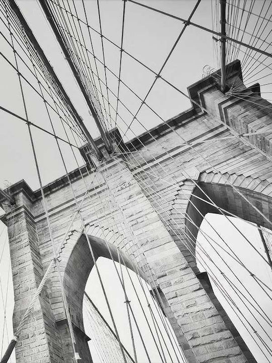 Poster Brooklyn Bridge Pst25173 30cm X 40cm Frame Dark Natural Wood Brown