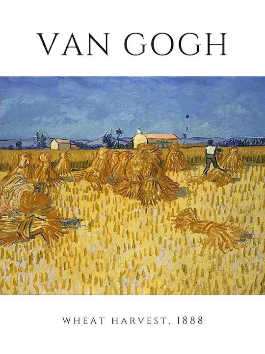 Poster Van Gogh Wheat Harvest Art097 30cm X 40cm Κορνίζα Σκούρο Φυσικό Ξύλου Καφέ