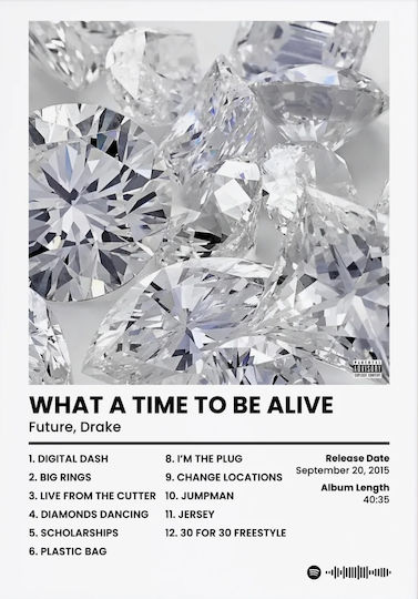 Musikposter Future & Drake What A Time To Be Alive Ms084 30cm x 40cm Rahmen Dunkel Naturholz Braun