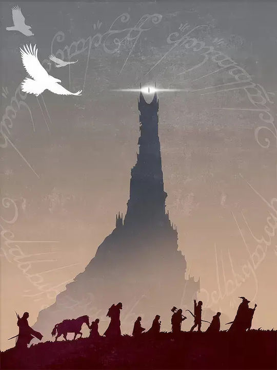 Poster Lord Rings Mountain Journey Mv129 40cm X 50cm Frame Dark Natural Wood Brown