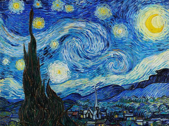 Van Gogh - Starry Night A Αντίγραφο του Van Gogh Ξύλινο