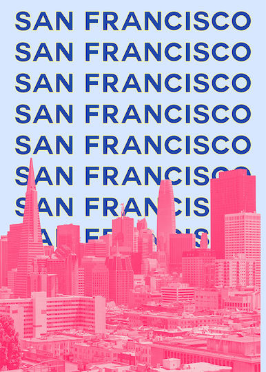 Poster San Francisco Pop Art Pst25516 21cm X 30cm Λευκό Κάδρο Pvc