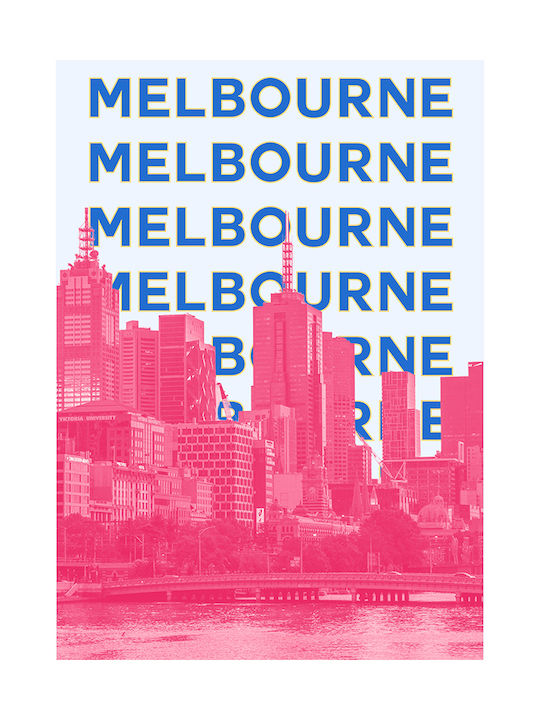 Poster Melbourne Pop Art Pst25511 30cm X 40cm Black Wooden Frame