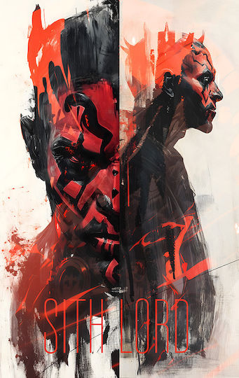 Poster Star Wars Darth Maul Mv305 21cm x 30cm Weißer Kunststoffrahmen