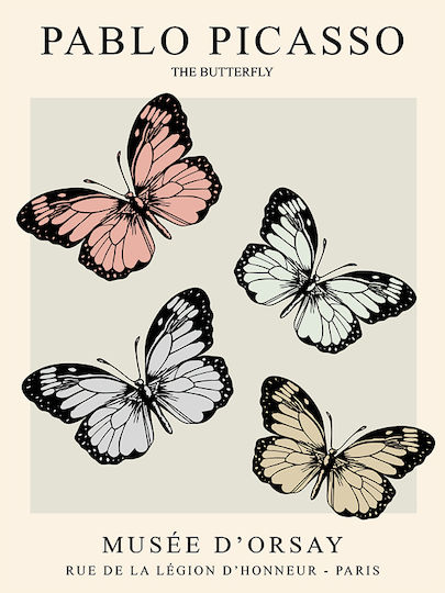 Poster Pablo Picasso Butterfly Art249 21cm X 30cm Λευκό Κάδρο Pvc