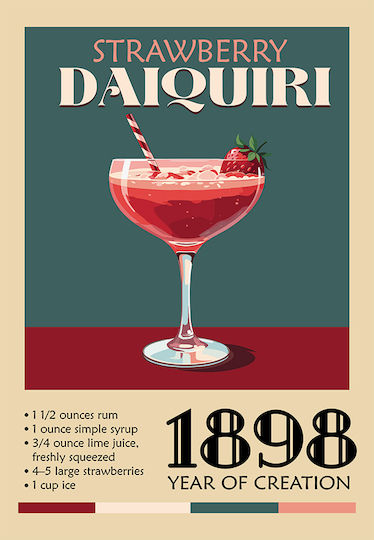 Vintage Strawberry Daiguiri Classic Cocktail P