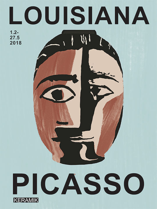 Poster Pablo Picasso Ceramics Tete De Femme Art246 50cm X 70cm Black Wooden Frame