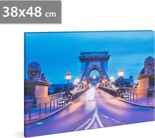 Decorative Led Painting " Chain Bridge" 2 X Aa 38 X 48 Cm Decorative Led Painting " Chain Bridge" 2 X Aa 38 X 48 Cm