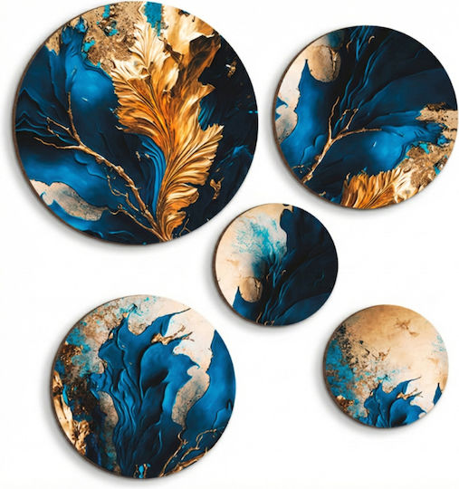Tablouri Rotunde Decorative De Perete Albastre Pentru Living Dormitor Cameră