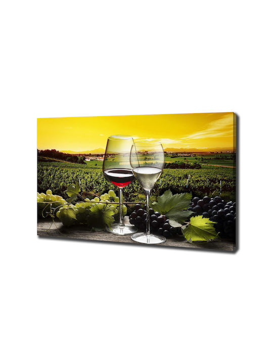 Panou De Perete Pânză Decorațiune Interioară Vin Struguri 100x70 Cm