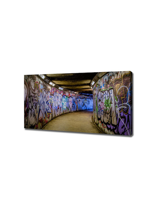 Wall Canvas Painting Ready Immediate Installation Graffiti In The Metro 120x60 Cm
