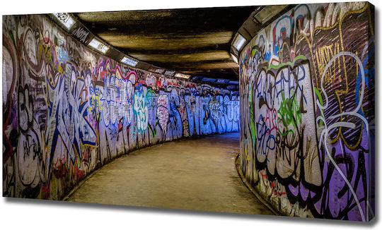 Wall Canvas Painting Ready Immediate Installation Graffiti In The Metro 120x60 Cm