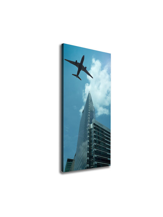 Tablou Artistic De Perete Pânză Avion Peste Oraș 50x125 Cm