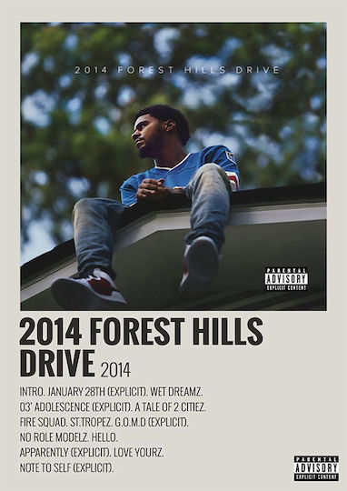 Poster Muzical 2014 Forest Hills Drive J Cole Ms519 21cm X 30cm Cadru Negru Din Lemn