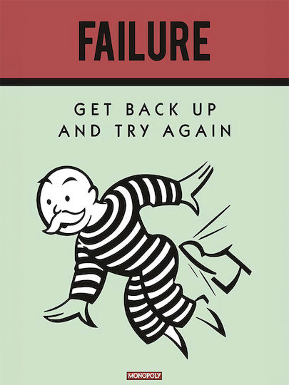Zitat Poster Failure Monopoly Pq127 30cm x 40cm Schwarzer Hölzener Rahmen