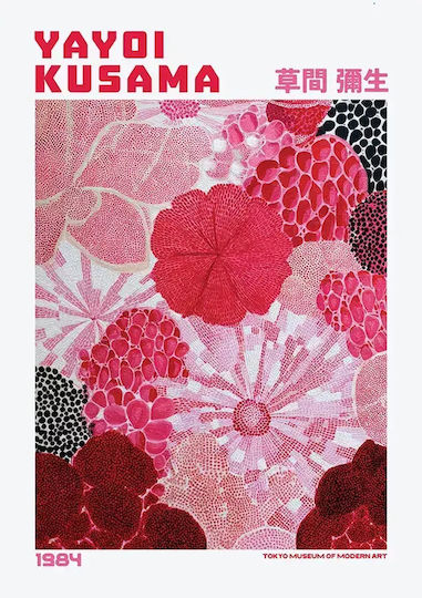 Poster Yayoi Kusama Blushing Petals Art346 21cm X 30cm Λευκό Κάδρο Pvc