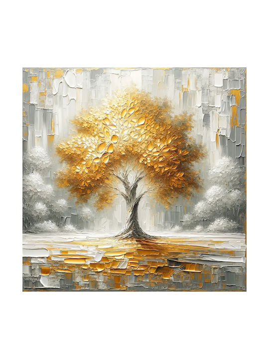Πίνακας Ζωγραφικής Καμβά Gold Tree In Heaven 90x90 Cm