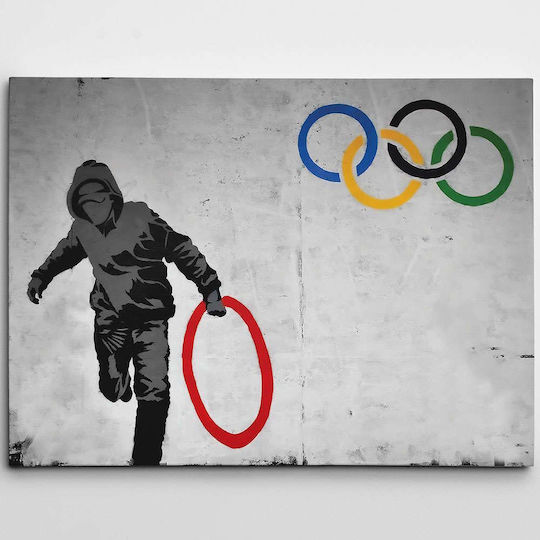 Wallity Gemälde Banksy auf Segeltuch 100x70 cm