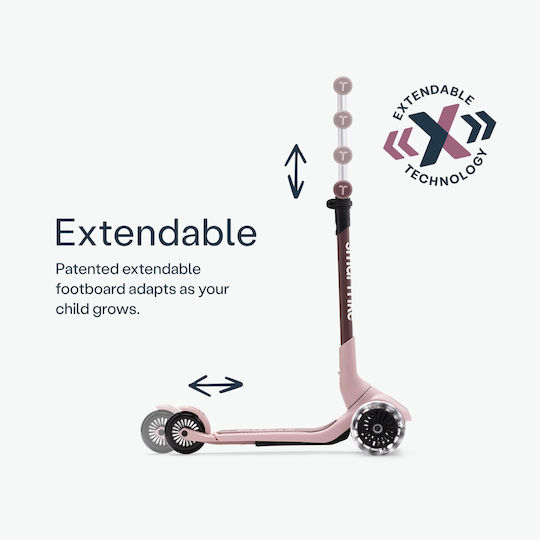 SmarTrike Kids Scooter Foldable Xtend LED Mini Ride 3-Wheel with Seat for 9+ Years Pink 2501302